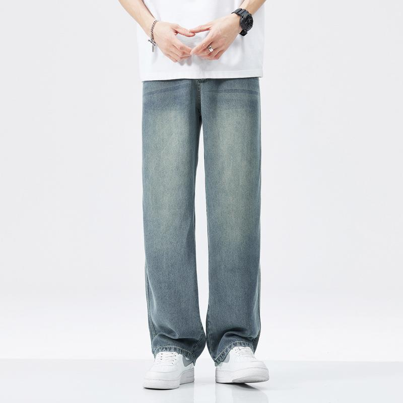 Quần jean nam baggy RETRO 2 màu đen xanh trơn basic